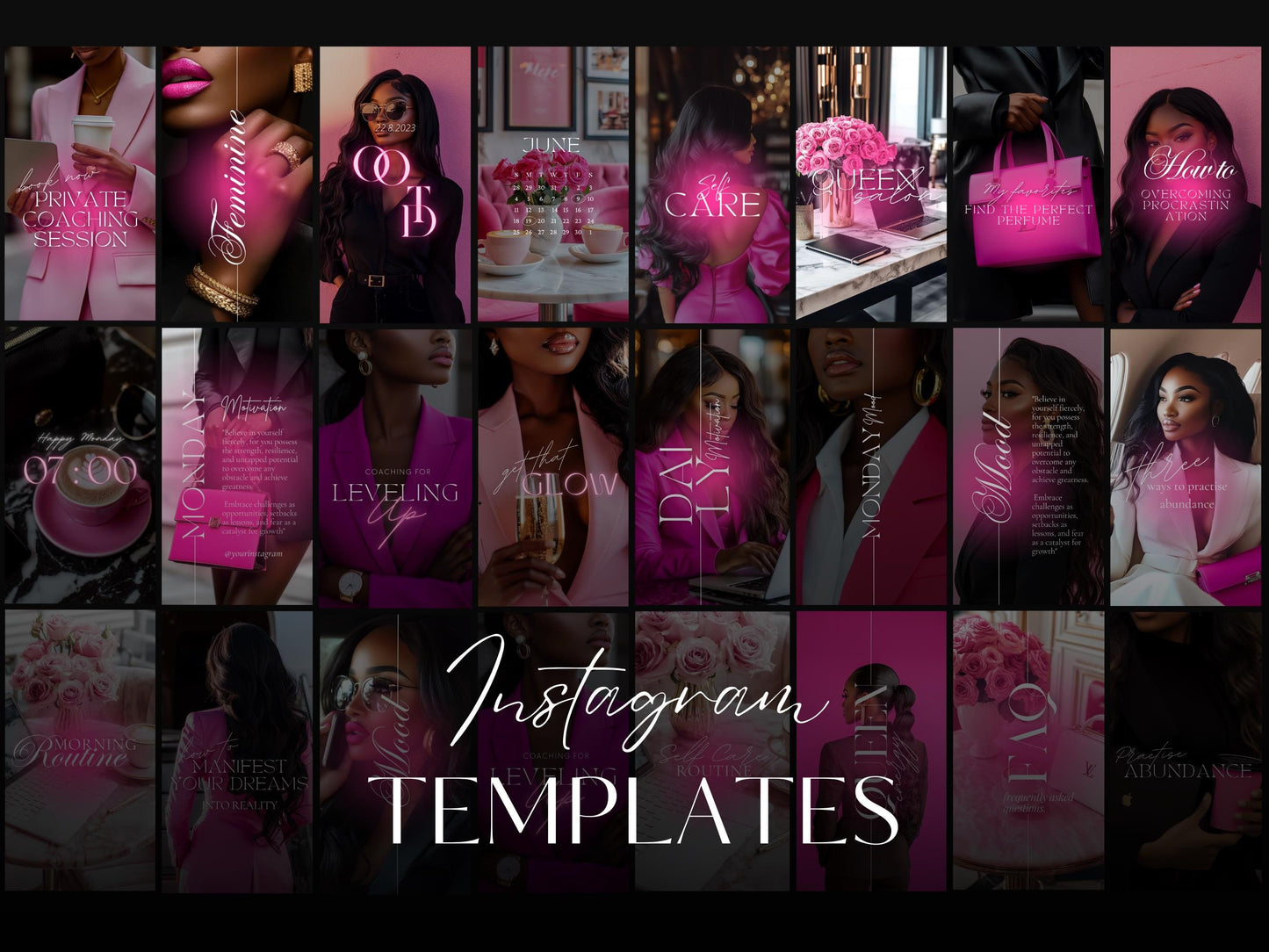 Pink Melanin Business Instagram Templates