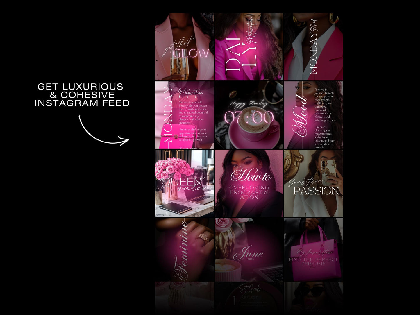 Pink Melanin Business Instagram Templates