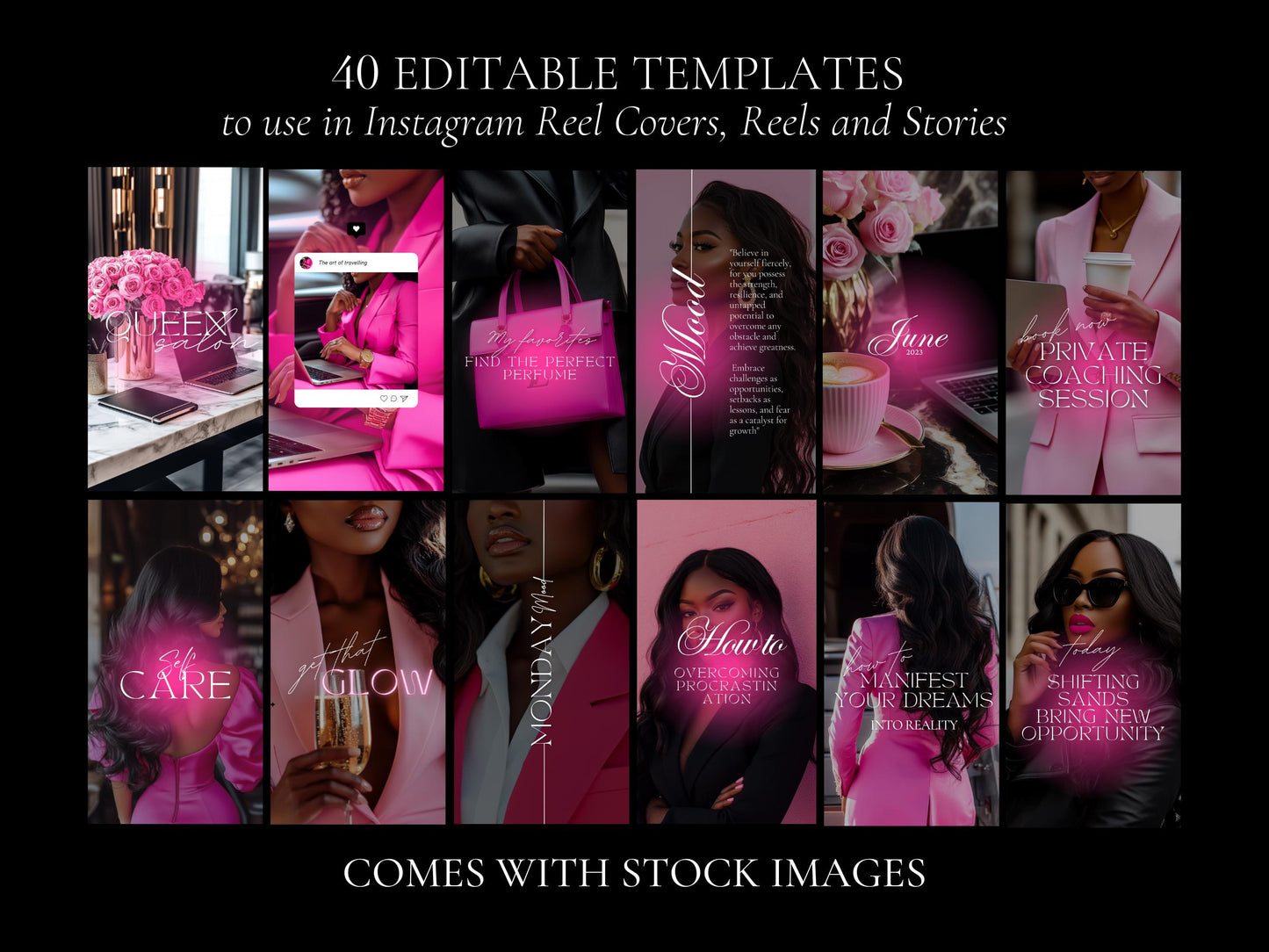 Pink Melanin Business Instagram Templates